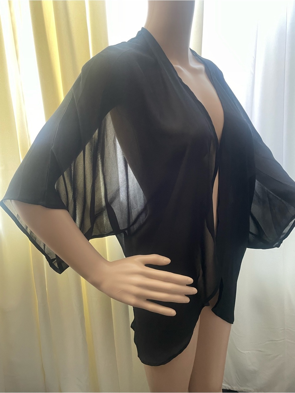 Sheer Black Kimono Cover-Up